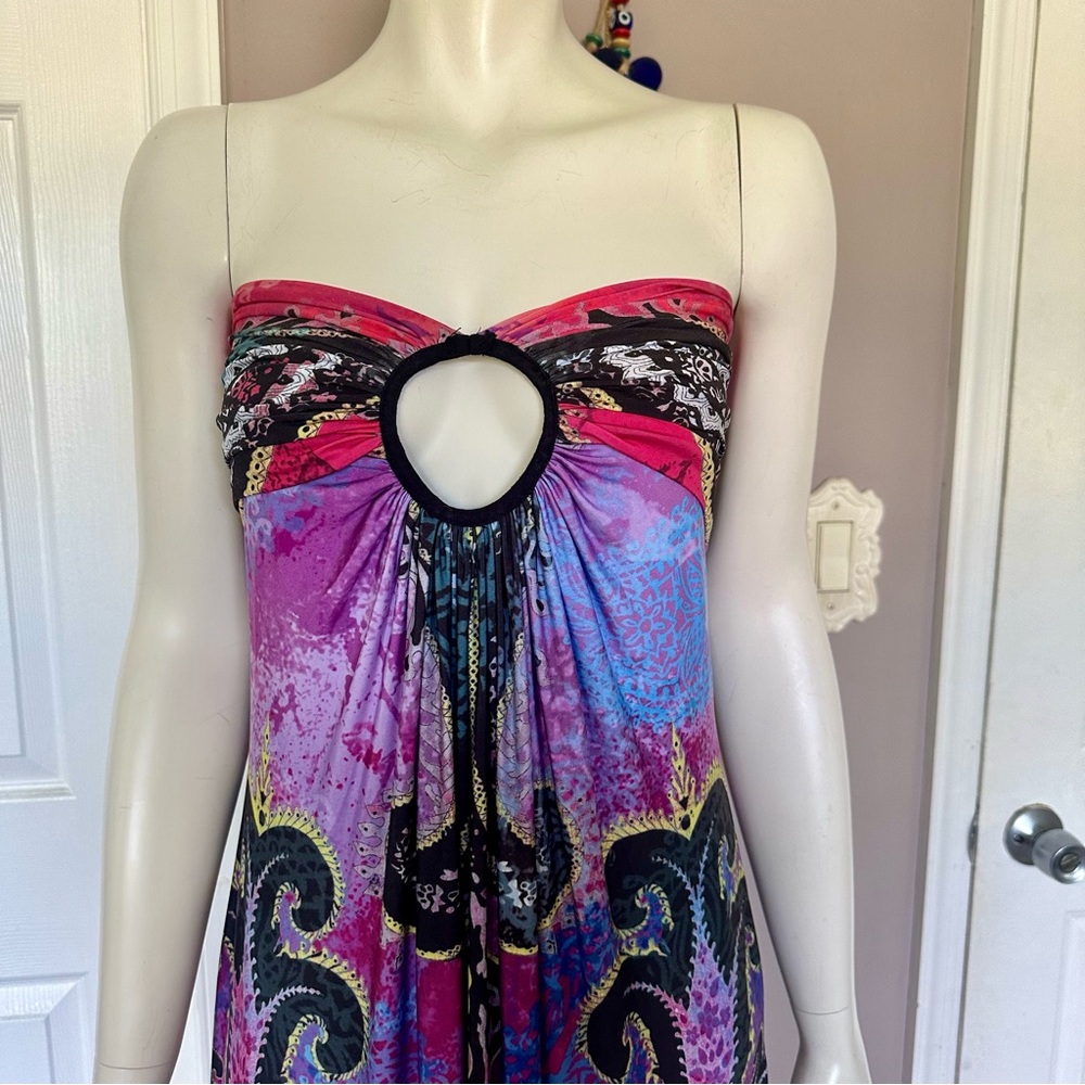 Boston Proper print maxi dress strapless cutout - Picture 2 of 5